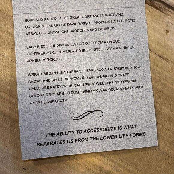 Original Brooch By David Wright Custom Made From ChromePlate NWT - Picture 7 of 7